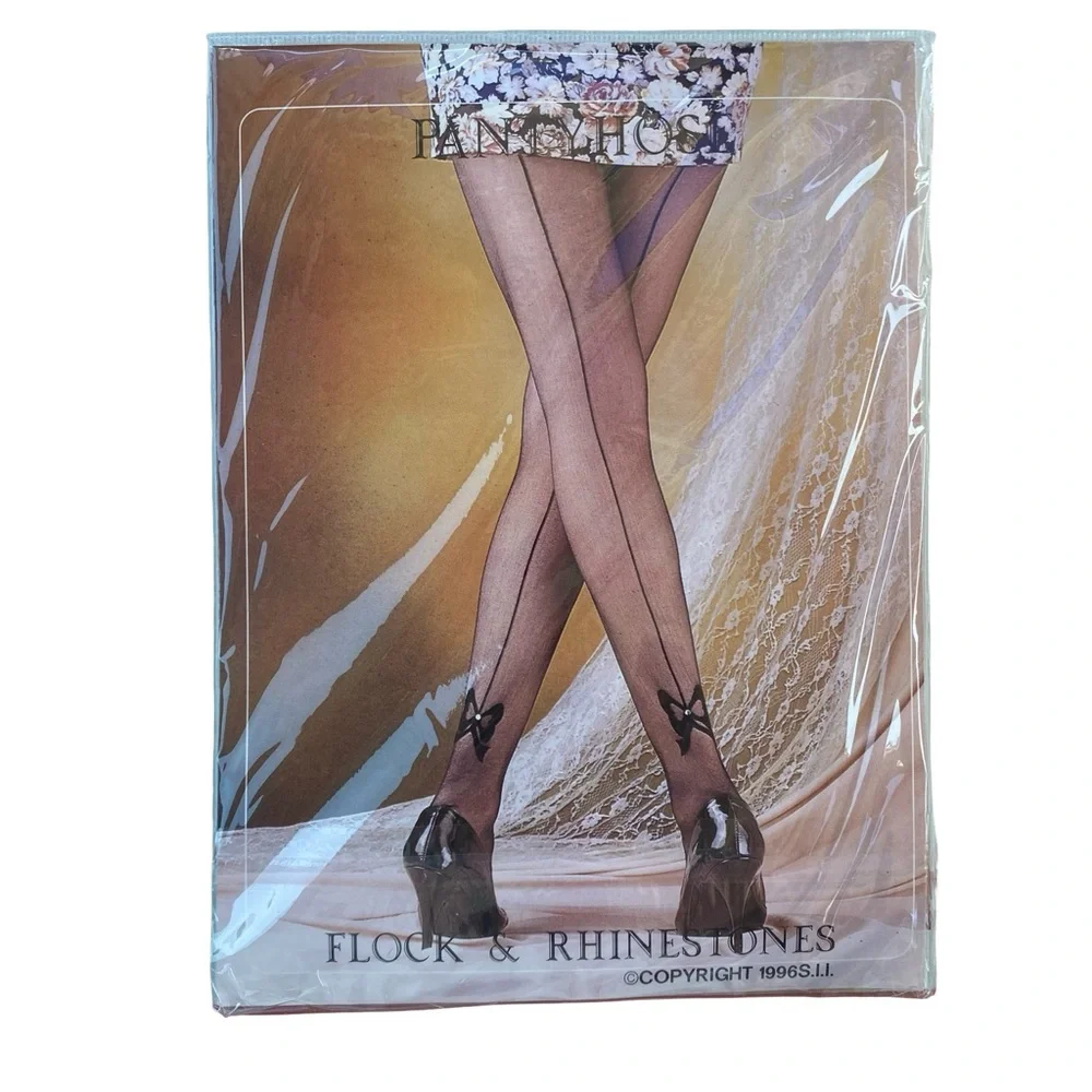 Vintage Women's Hibaly Fashion Pantyhose Flock & Rhinestone - Lot of 6‎ NEW